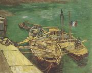 Vincent Van Gogh Quay with Men Unloading Sand Barges (nn04) oil painting on canvas